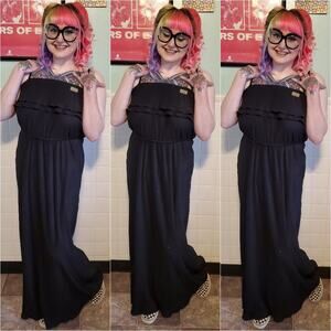 Coogi Black Ruffle Sleeveless Maxi Dress Women's Size 1X NWT